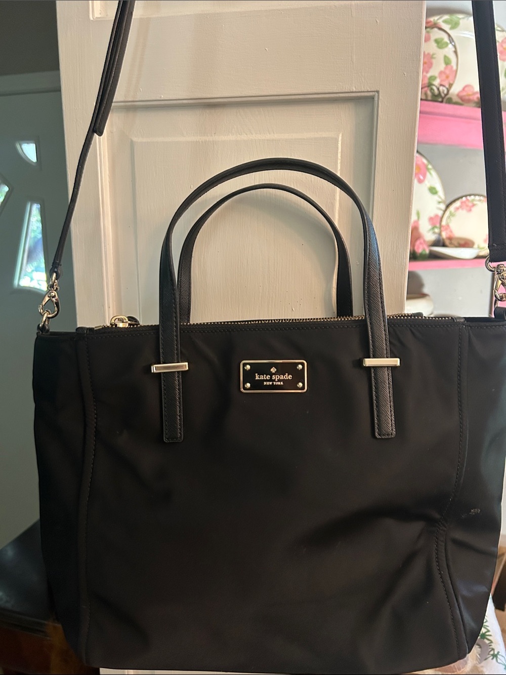 kate spade Black Nylon Tote with Gold-Plated Logo